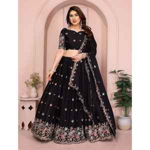 Nuevo diseñador Star Georgette Lehenga Choli con Dupatta Set Trabajo de bordado de estilo moderno para fiesta - Product Image 1