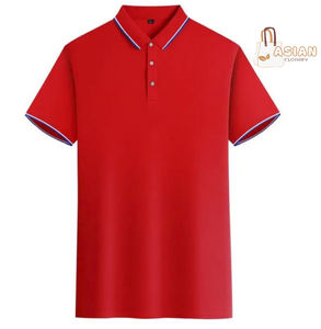 Chemises sportives unies pour hommes avec logo personnalisé, en tissu tricoté polyester/coton, séchage rapide, manches courtes, service OEM - Product Image 2