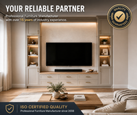 Meuble TV mural moderne KEJIA gris clair pour salon avec tiroirs de rangement et étagères de présentation