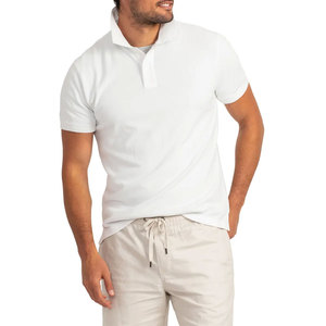 Chemises pour hommes en coton écologique, best-sellers, avec logo brodé personnalisé sur le devant, couleur blanche, manches courtes, pour le golf - Product Image 4