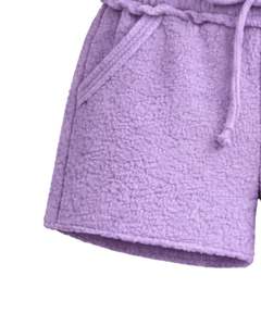 กางเกงขาสั้นผ้าฟลีซเชอร์ปาลาเวนเดอร์สำหรับผู้หญิง สวมใส่สบาย นุ่มฟู เหมาะสำหรับใส่พักผ่อน เอวยางยืดพร้อมเชือกผูก สไตล์ลำลอง ใส่สบายในฤดูหนาว - Product Image 6