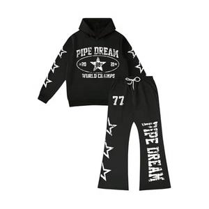 ชุดวอร์มผู้ชายพิมพ์โลโก้ตามสั่ง ผ้าฟลีซเทคโนโลยีกันลม ระบายอากาศได้ดี ชุดเซ็ต 2 ชิ้น กางเกงวอร์มและเสื้อฮู้ด สำหรับฤดูหนาว - Product Image 3