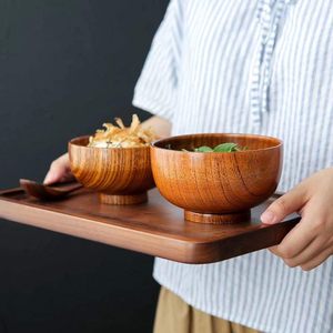 Bol de service en bois rustique moderne fait à la main pour fruits et légumes bols décoratifs avec coussinets en feutre pour salade décorations pour la maison - Product Image 4