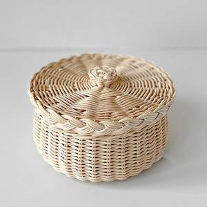 Panier multifonctionnel en rotin tissé avec couvercle, décoration de la maison, plante, fleurs, roses, boîte écologique, panier artisanal - Product Image 6
