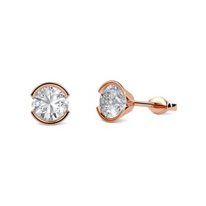 Pendientes redondos con diamantes de 0,30 quilates, diamantes cultivados en laboratorio en platino, regalo de aniversario de boda - Product Image 3