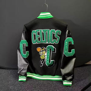 Chaqueta universitaria clásica de béisbol para hombre, hecha a medida con lana y piel de vaca - Product Image 3