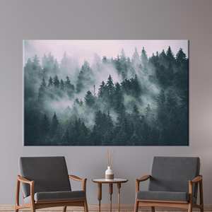 Tableau imprimé sur toile : Décoration murale Paysage de forêt montagneuse brumeuse, 1P : Prêt à accrocher - Product Image 1