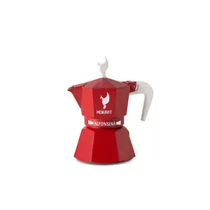 Alfonsina Red Induction Coffee Moka Pot Aluminum Espresso Coffee Maker Plastic Handle 3 Cups Kitchen Tools Accessories