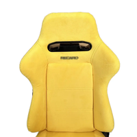 Accessoires de voiture de luxe Sièges baquets universels avec double curseurs Siège de course jaune Siège de course Sim en cuir suédé