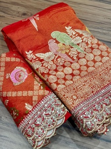 Regal Splendor Our <b>Organza</b> Tissue <b>silk</b> weaving Orange sari With Heavy Meenakari Paithani Weaving Border Wedding Party Wear Women - Product Image 4