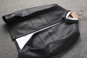 Veste en cuir vieilli de style tendance, veste en cuir d'agneau véritable pour hommes, vestes en cuir pour hommes - Product Image 4