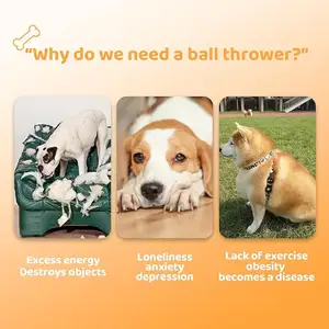 Penggunaan di luar ruangan, mainan latihan melempar bola interaktif ramah hewan peliharaan untuk anjing kecil & sedang, peluncur tenis otomatis untuk anjing
