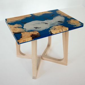 TABLE EN RÉSINE EPOXY RONDE EN BOIS POUR SALLE À MANGER Meubles Table de rivière en bois et résine pour bureau à domicile - Product Image 1