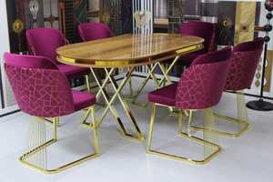 Juego de comedor moderno convertible de lujo con construcción de madera maciza para muebles para el hogar para cocina espacio de vida y más - Product Image 5