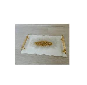 Bandeja de resina epoxi con mango de metal 100% Bandeja de servicio de resina epoxi de alta calidad al mejor precio para alimentos y frutas Forma rectangular - Product Image 6