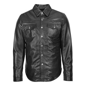 Chemise en cuir pour homme, design de logo personnalisé, taille personnalisée, respirante, style unique, vente en ligne. - Product Image 3