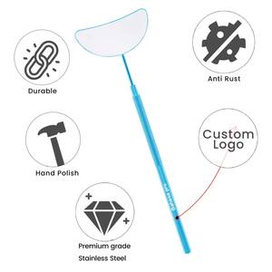 <b>Eyelash</b> Extension Mirror Stainless Steel Blue <b>Half</b> Moon Mirror Lash Mirror Stainless Steel Mirror for Lashes Tools Bahasa Pro - Product Image 1