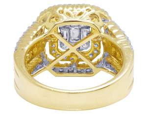 Elegant <b>Silver</b> Moissanite <b>Ring</b> With Emerald Cut Center with Double Halo Luxury <b>Statement</b> Moissanite Diamond Jewelry - Product Image 5