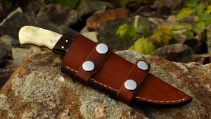 Cuchillo de caza de hoja fija de acero de Damasco de grado industrial hecho a mano, cuchillas desolladoras de acero de alto carbono, cuchillo OEM personalizable - Product Image 4
