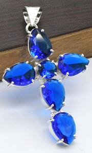 <b>Handmade</b> Christian Vintage Brass <b>Silver</b> Plated Party <b>Necklace</b> Women Hot Trending Tanzanite Gemstone Oval Pendant Assorted - Product Image 2