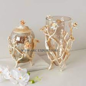 Vases à fleurs de table design classique en aluminium verre transparent Vases à fleurs de forme ronde Vases à fleurs de décoration de la maison en Inde - Product Image 6