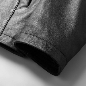 Abrigo de cuero de lona de calidad superior Chaqueta de gamuza con solapa regular para hombre Logotipo frontal con forro de satén Invierno informal - Product Image 5