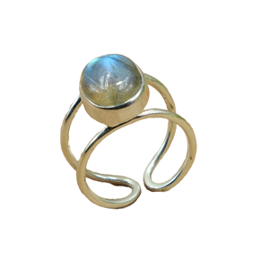 Anillo de Plata de Ley 925 con Labradorita Azul Fuego Natural, Anillo Ajustable, Anillo de Compromiso, Joyería, Regalo - Product Image 1