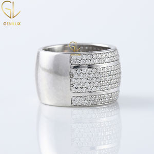 แหวนทองคำแท้18K สำหรับผู้ชายแหวนทองทรงกลมประดับเพชรทันสมัยสำหรับเป็นของขวัญวงฮิปฮอปแบบกว้างครึ่งนิรันดร์ - Product Image 3