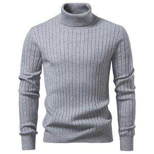 Pull à col roulé de haute qualité pour hommes, couleur unie avec pull rayé, hiver, basique, décontracté, grande taille - Product Image 4