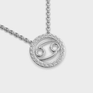 Collier en argent sterling 925 avec diamants du zodiaque du cancer et élégance astrologique de l'Inde - Product Image 3
