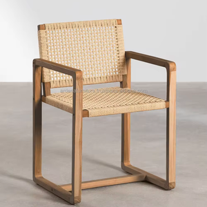 Moderne Carré Scandinave Maison Bar Salle À Manger Chaise Confortable Teck En Bois Rotin En Métal pour La Maison École Entrepôt Atelier - Product Image 1