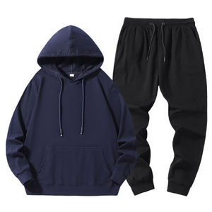 Top vente 100% coton OEM solide pull régulier sweat à capuche sweats ensembles de pantalons survêtements écologiques pour hommes prêt à expédier - Product Image 6