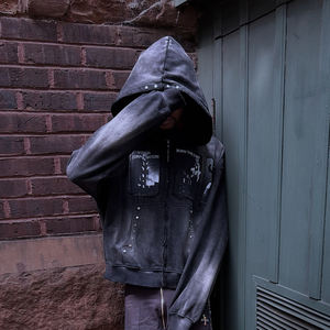 Sweat à capuche Streetwear pour hommes grande taille Sweats à capuche pour hommes Acid Wash Sweat à capuche surdimensionné pour hommes - Product Image 2