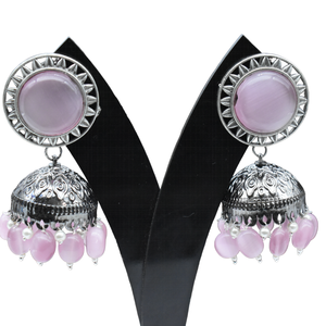 Brass Material Fashionable Jewelry Precious Stone Stud Beads Jhumka <b>Earring</b> with <b>Black</b> Antique Polish <b>for</b> Girls and <b>Women</b> - Product Image 1