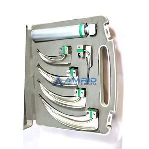 Nouveau ensemble de Mac de laryngoscope à fibre optique d'origine vente chaude manuel puissance acier Mac 5 lames poignées EMT sécurité MOL AMRID SURGICAL - Product Image 5
