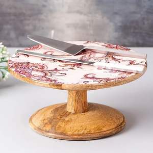 Support à gâteau en bois naturel fait à la main, support à dessert en bois rustique, finition bois de qualité supérieure, pour mariage et décoration intérieure par Quality Enterprises - Product Image 2