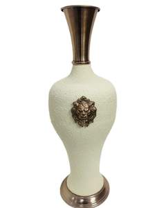 Florero de hierro dorado brillante moderno hecho a mano, Base de cuello de estilo costero decorativo para Pascua, sala de estar, dormitorio, jarrón de Metal - Product Image 1