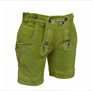 กางเกงขาสั้นหนังสั้นสีเขียวสำหรับผู้หญิง - Product Image 1