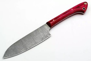 SCL-Couteau de chef en acier damas de 8 pouces couteau de chef tranchant pour viande et légumes couteau de cuisine à manche en bois Pakka - Product Image 2