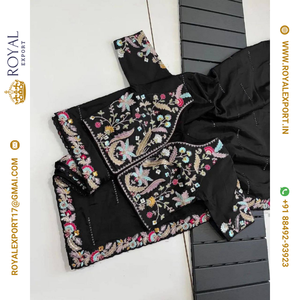 Nuevos saris de gasa Premium de lanzamiento con trabajo de bordado con blusa cosida - Product Image 6