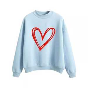 Pull imprimé coeur pour femmes impression sweat haut sweat à manches longues - Product Image 5