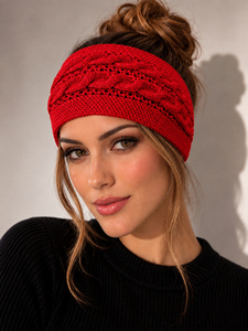 Women Cable Knit Cotton <b>Headband</b> Winter Warm Ear Warmer <b>Braided</b> Crochet Hair Band Tie Back Hair Wrap with Beads - Product Image 1