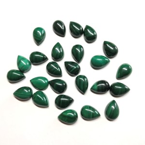 Pierre précieuse semi-précieuse en vrac de malachite verte naturelle de qualité AAA 4x6mm certifiée IGI en forme de poire Cabochon calibré haute lisse - Product Image 6