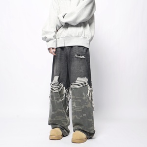 OEM Factory Customized Streetwear <b>Men's</b> Retro Fashion Straight <b>Mens</b> <b>Pants</b> Loose Wide Leg Washed Jeans Baggy Jeans - Product Image 3