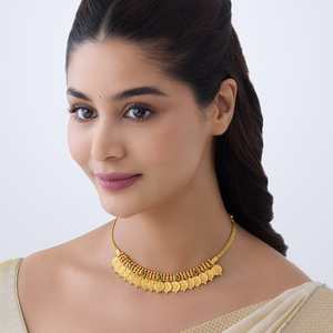 <b>Silver</b> Temple Cultural Collectible Women's Short Gold Polish <b>Crown</b> Shape Hindu Religious Ceremony Necklace 164154 - Product Image 1