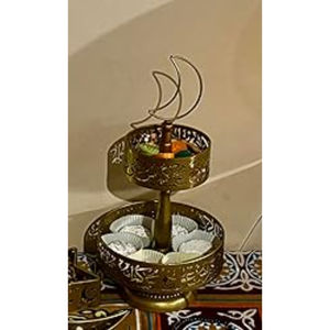 Fabuleux Design 2 Niveaux Métal Gâteau Stand Ramadan Dates Dessert Stand Pour Ramadan Décoration Tasse Gâteau Titulaire À Bon Prix - Product Image 3