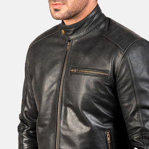 Chaqueta de invierno elegante para hombre Chaqueta de moto de cuero hecha a medida de alta calidad con diseño de bolsillo frontal - Product Image 6