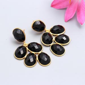 Pendientes Colgantes de Espinela Negra de Alta Calidad, Bonitos Pendientes de Boda, Chapados en Oro, Plata de Ley 925, Hechos a Mano, Regalo - Product Image 2