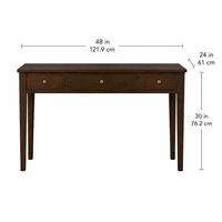 Bureau d'écriture en bois Espresso avec 3 tiroirs pour bureau à domicile, bureau d'ordinateur moderne avec rangement, bureau d'étude gain de place