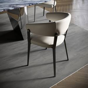 Chaise de salle à manger en aluminium rembourrée en similicuir blanc traditionnel pour l'ameublement de la maison - Product Image 4